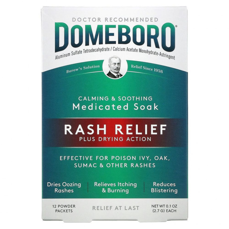 Domeboro, Medicated Soak, Rash Relief, 12 Powder Packets    , -, 