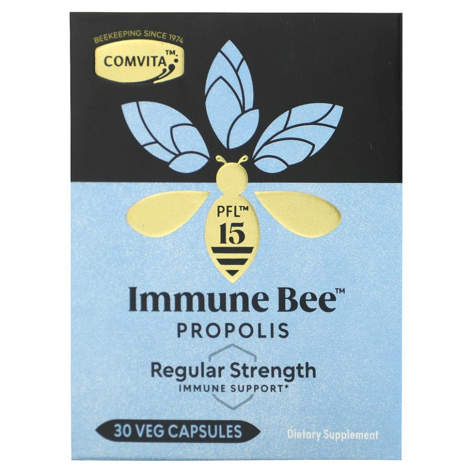 Comvita, Immune Bee Propolis, Regular Strength Immune Support, PFL15, 30 Veg Capsules    , -, 