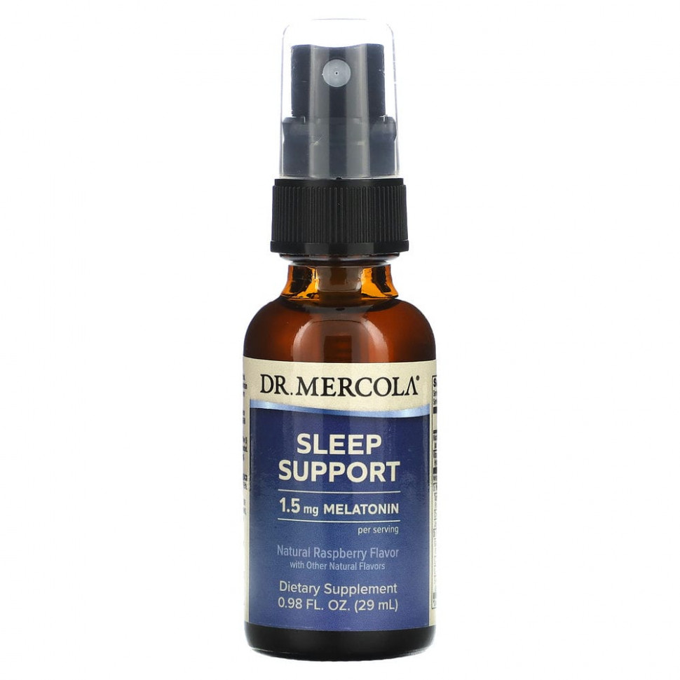  Dr. Mercola, Sleep Support with Melatonin, Raspberry Flavor, 0.85 fl oz (25 ml)  Iherb ()