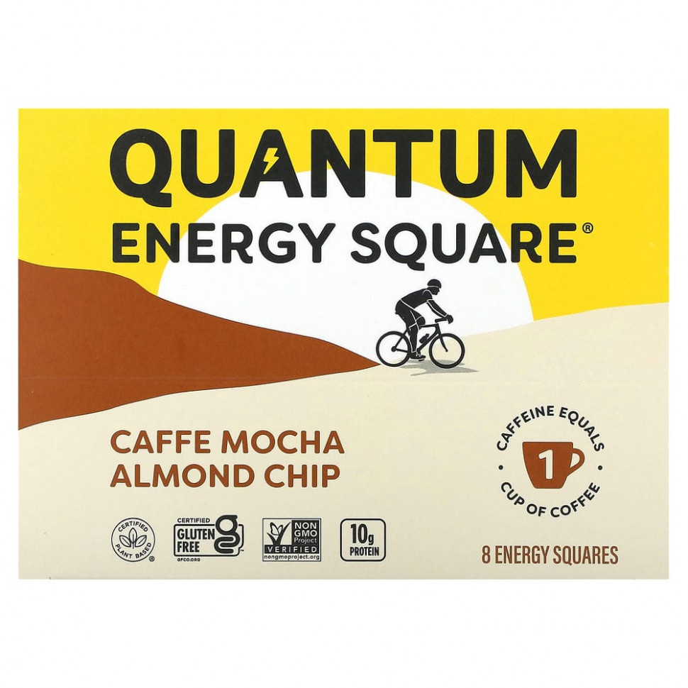 QUANTUM ENERGY SQUARE, Caffe Mocha Almond Chip, 8 Squares, 1.69 oz (48 g) Each    , -, 