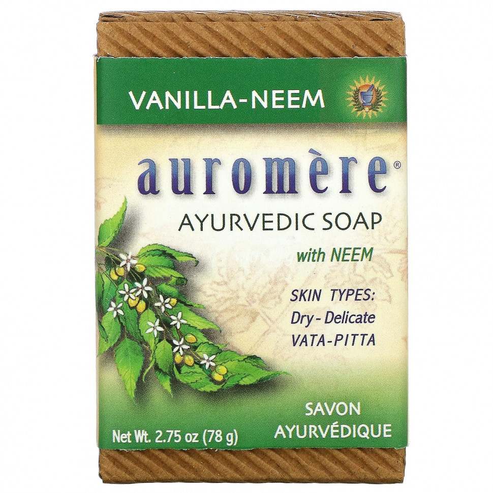 Auromere, Ayurvedic Soap, with Neem, Vanilla-Neem, 2.75 oz (78 g)    , -, 