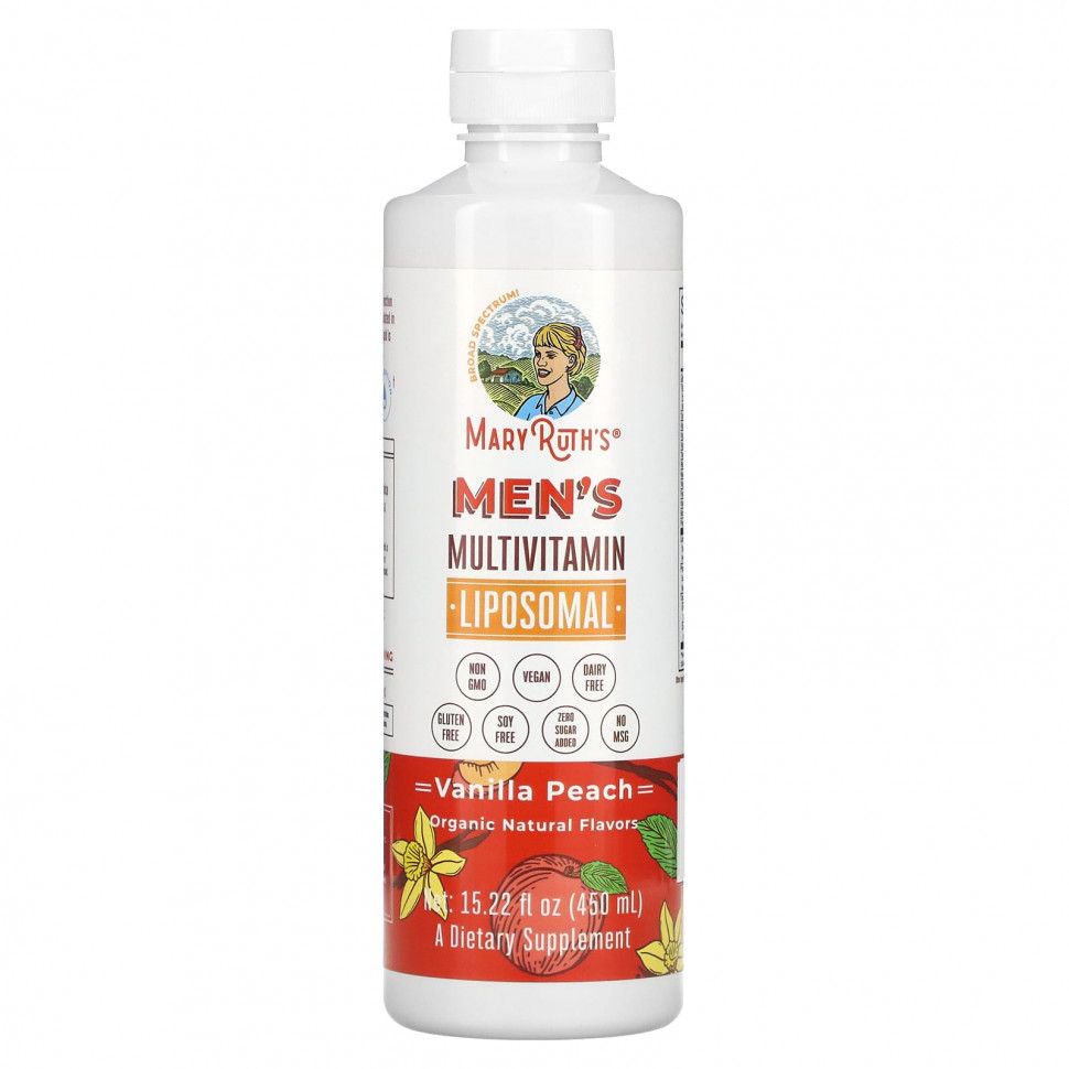 MaryRuth Organics, Men's Multivitamin Liposomal, Vanilla Peach, 15.22 fl oz (450 ml)    , -, 