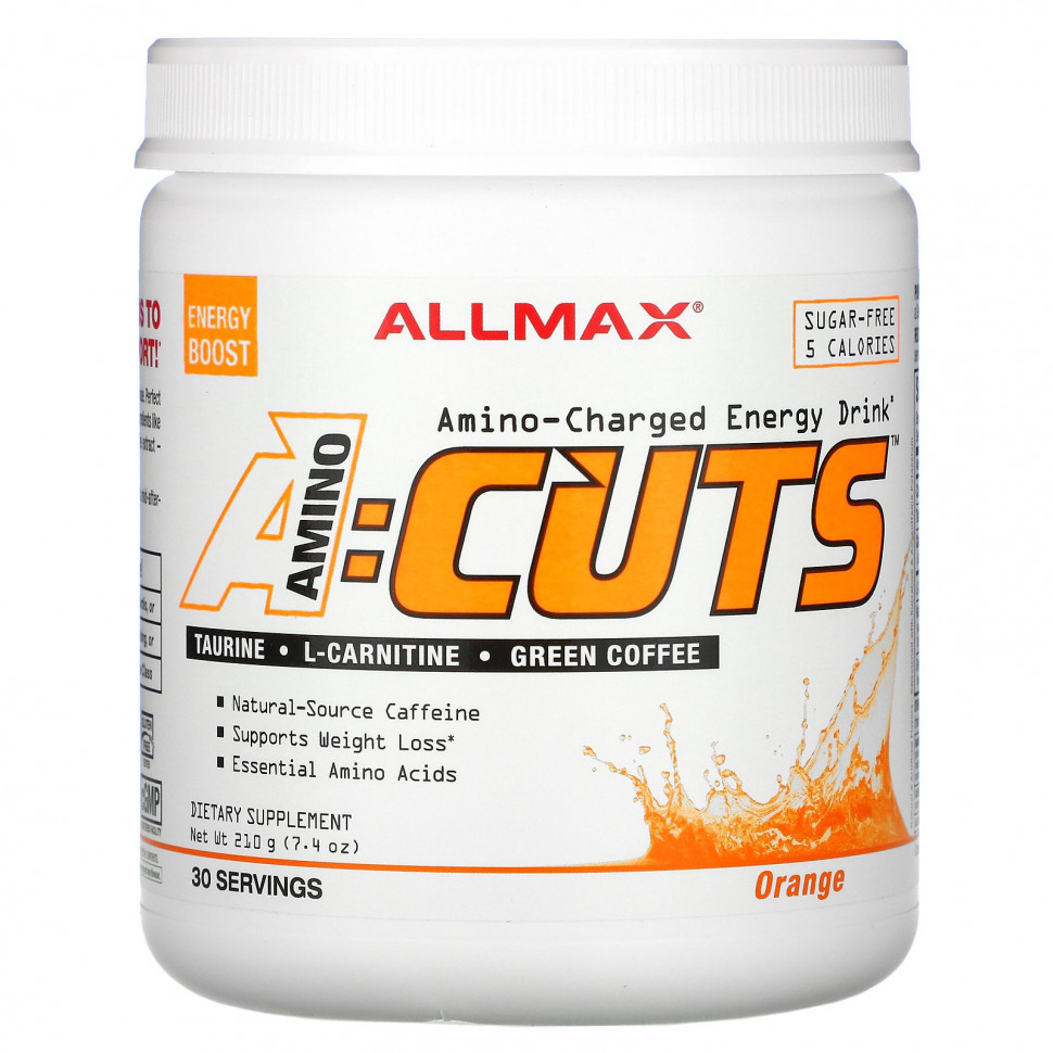 ALLMAX Nutrition, ACUTS, Amino-Charged Energy Drink, Arctic Orange, 7.4 oz (210 g)    , -, 