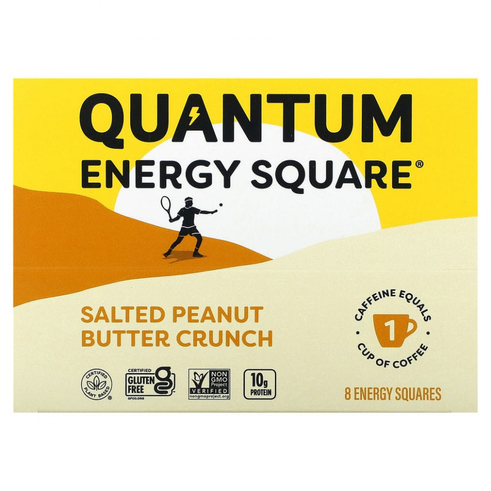 QUANTUM ENERGY SQUARE, Salted Peanut Butter Crunch, 8 Squares, 1.69 oz (48 g) Each    , -, 
