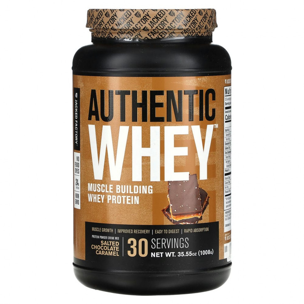 ���������� Jacked Factory, Authentic Whey, ������������ ������� ��� ����������� �������� �����, ������� ������� � ��������, 1008 � (35,55 �����)  Iherb (������)