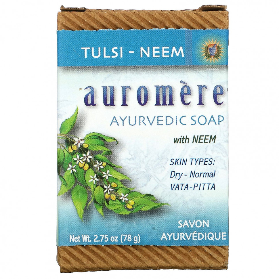 Auromere, Ayurvedic Soap, with Neem, Tulsi-Neem, 2.75 oz (78 g)    , -, 