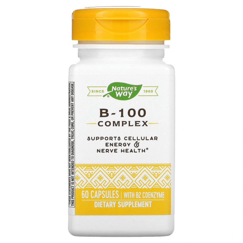 Nature's Way, B-100 Complex, With B2 Coenzyme, 60 Capsules    , -, 