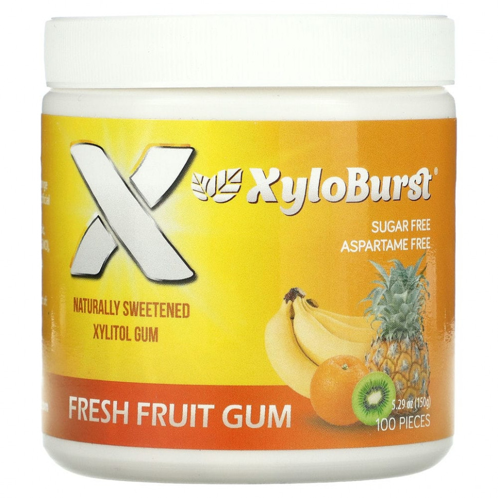 Xyloburst, Xylitol Chewing Gum, Fresh Fruit , 5.29 oz (150 g), 100 Pieces    , -, 