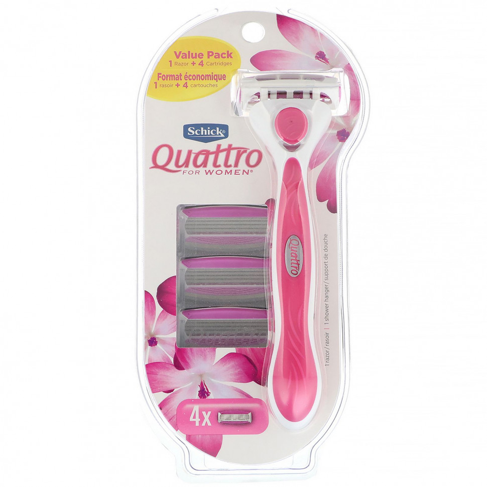 ���������� Schick, Quattro For Women, 1 ������, 4 �������  Iherb (������)
