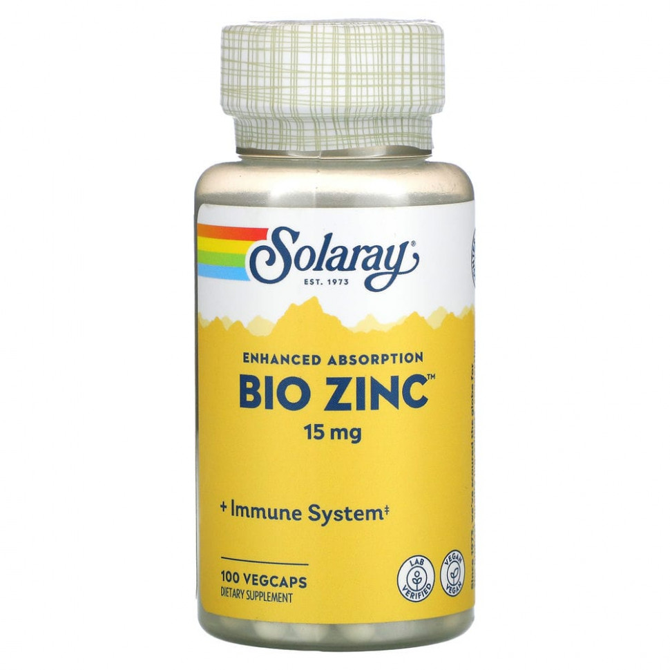 Solaray, Bio Zinc, 15 , 100      , -, 