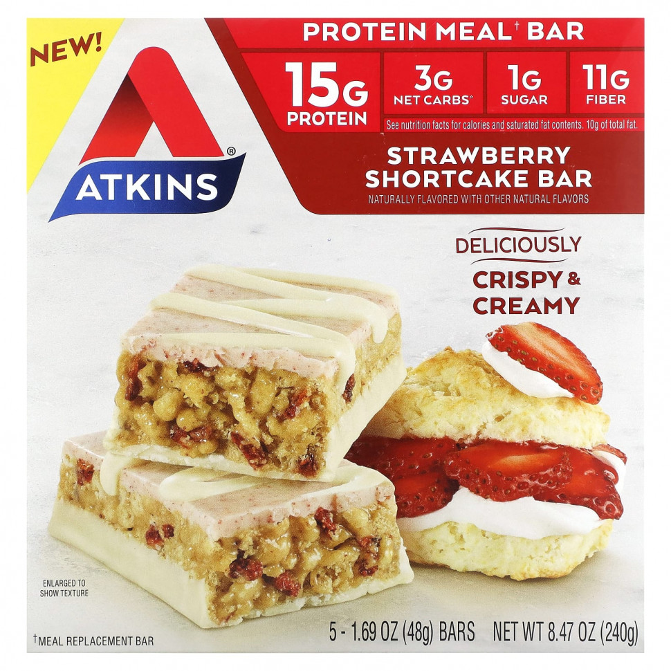 ���������� Atkins, Protein Meal Bar, �������� � ���������� ��������, 5 ����������, 48 � (1,69 �����)  Iherb (������)