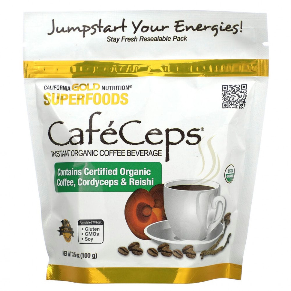 California Gold Nutrition, SUPERFOODS, Caf?Ceps,           , 100  (3,5 )    , -, 