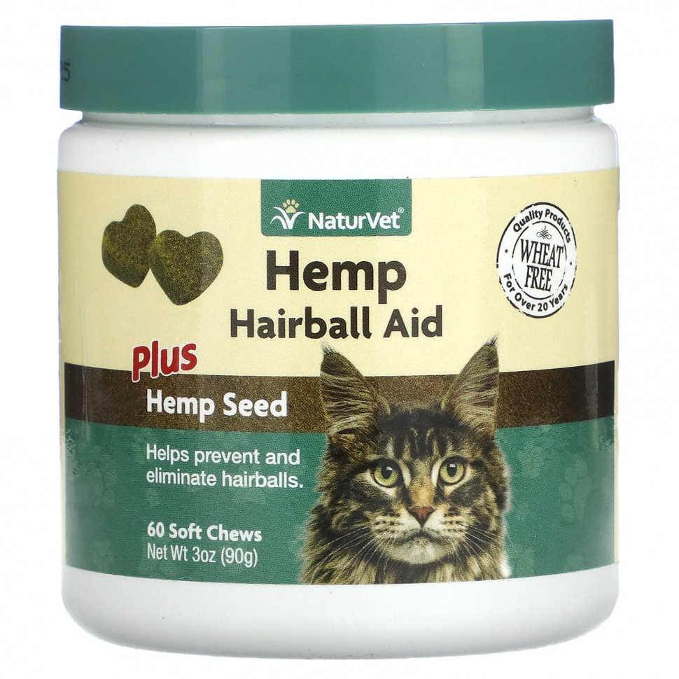 NaturVet, Hemp Hairball Aid Plus Hemp Seed,  , 60  , 90  (3 )    , -, 