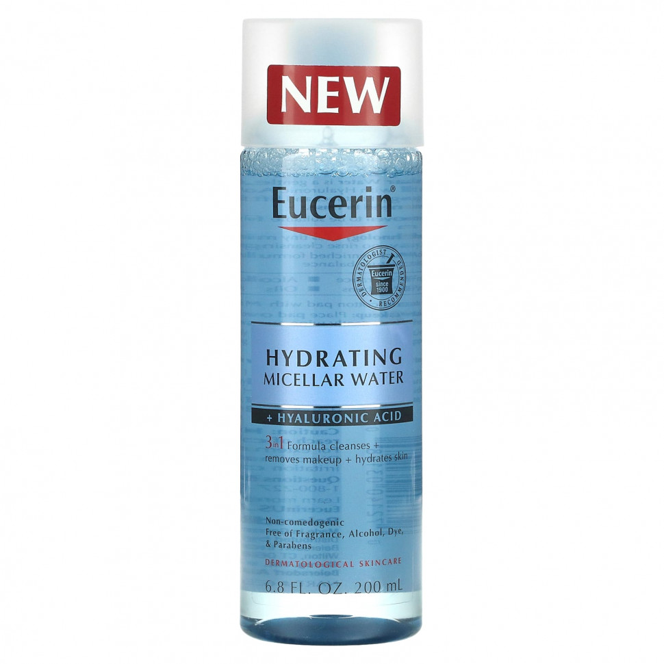 Eucerin, Hydrating Micellar Water + Hyaluronic Acid, 6.8 fl oz (200 ml)    , -, 