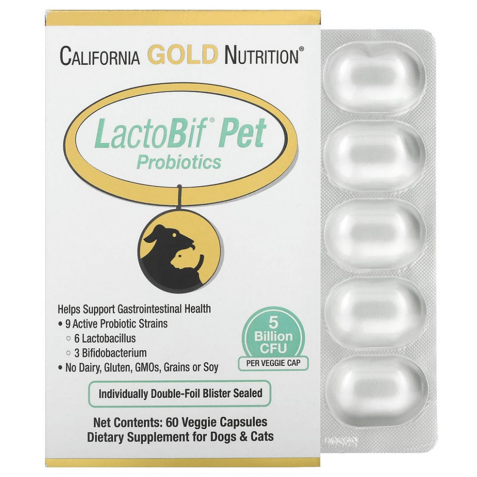  California Gold Nutrition,  LactoBif Pet, 5  , 60    Iherb ()