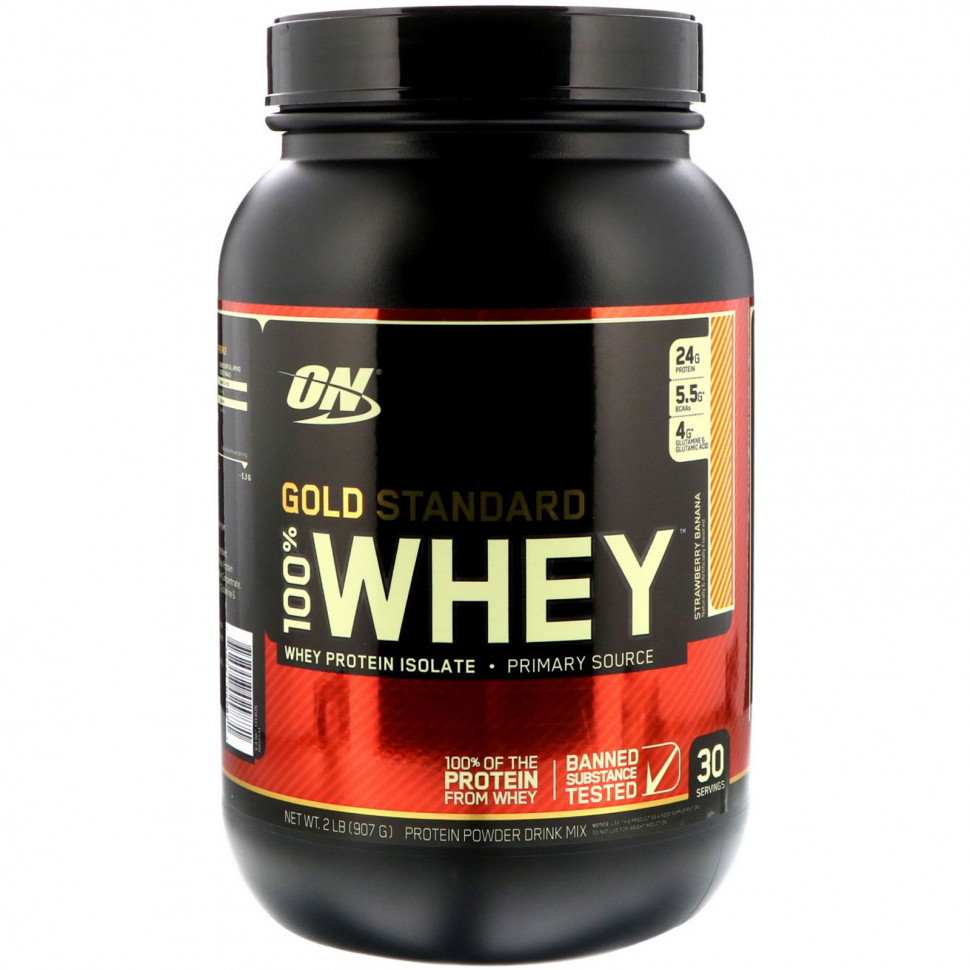 ���������� Optimum Nutrition, Gold Standard, 100 % Whey, ����� � ���������, 907 � (2 �����)  Iherb (������)