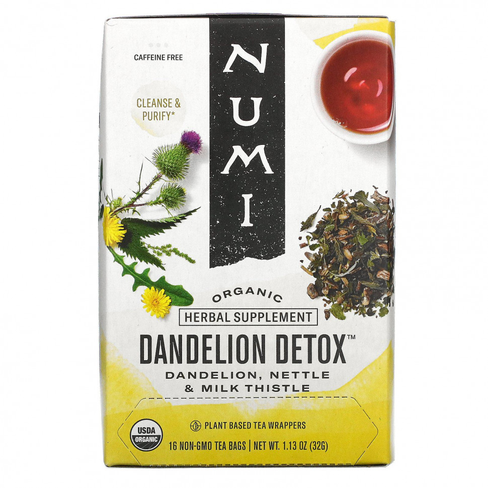 ���������� Numi Tea, Organic, Dandelion Detox, ��� �������, 16 ������ ��������� ��� ���, 32 � (1,13 �����)  Iherb (������)