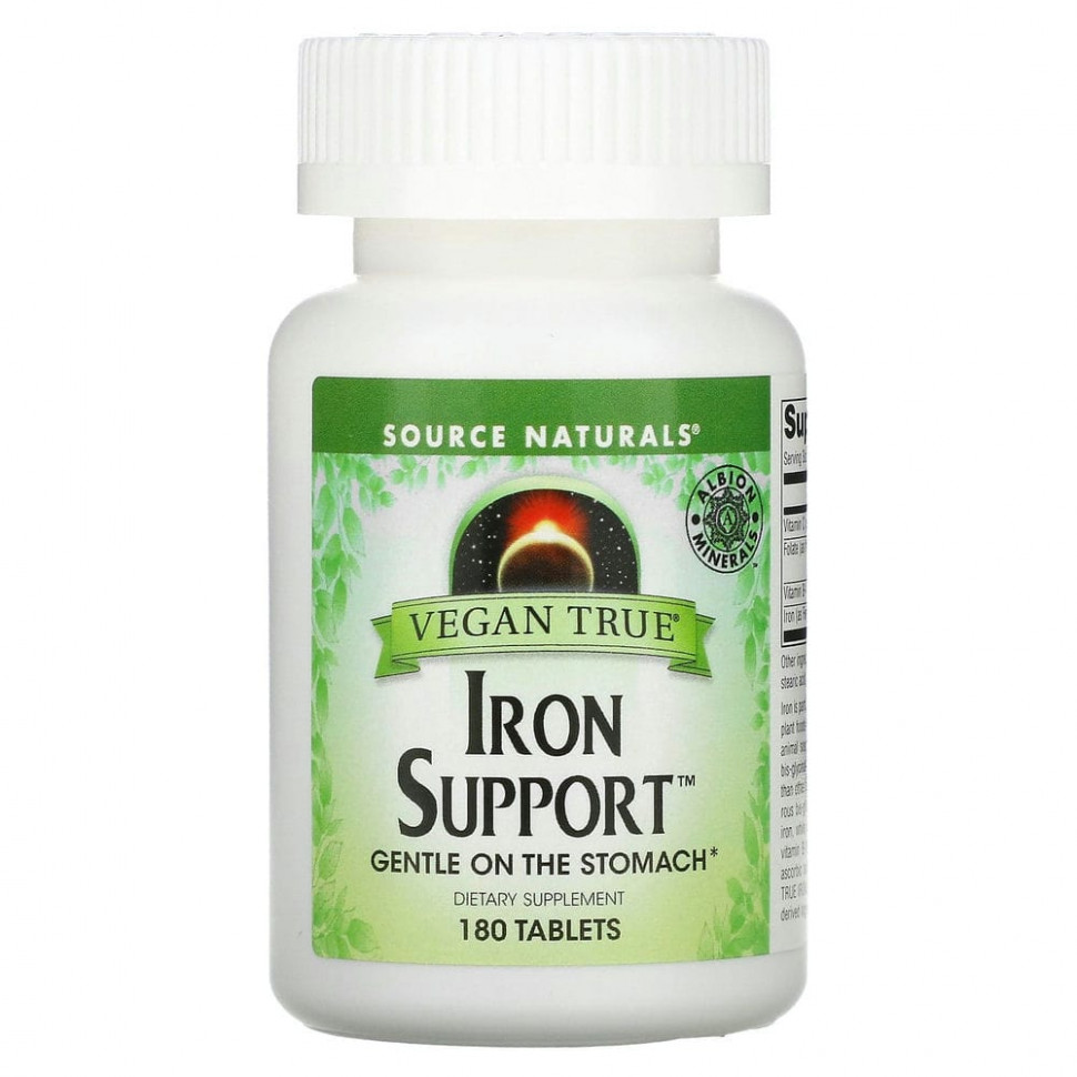 ���������� Source Naturals, Vegan True, Iron Support (�������� ��� ����������� ������ ������, �������� ��� �������), 180 ��������  Iherb (������)