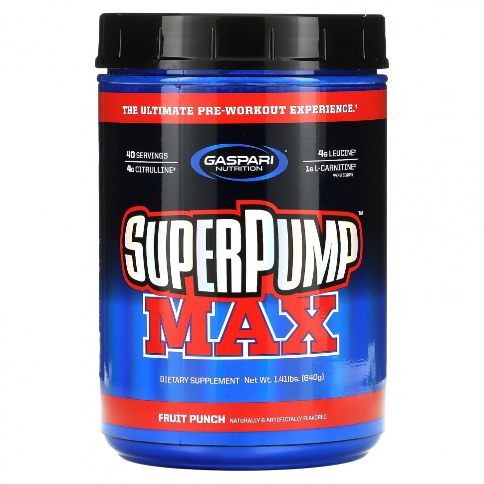 Gaspari Nutrition, SuperPump Max, Fruit Punch Blast, 1.41 lbs (640 g)    , -, 