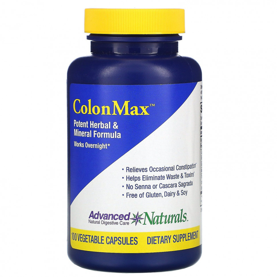 Advanced Naturals, Colon Max, Potent Herbal & Mineral Formula, 100 Vegetable Capsules    , -, 