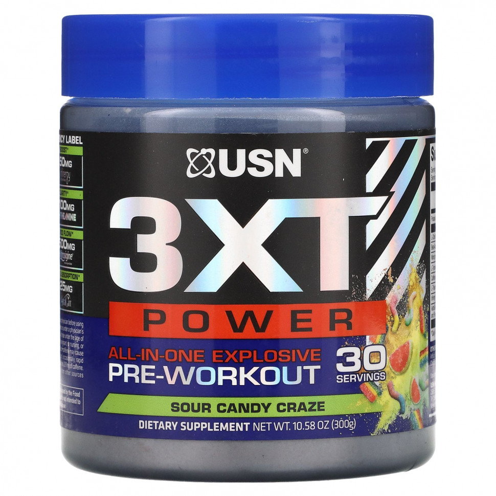 USN North America, Inc., All-in-One Explosive Pre-Workout, Sour Candy Craze, 300  (10,58 )    , -, 