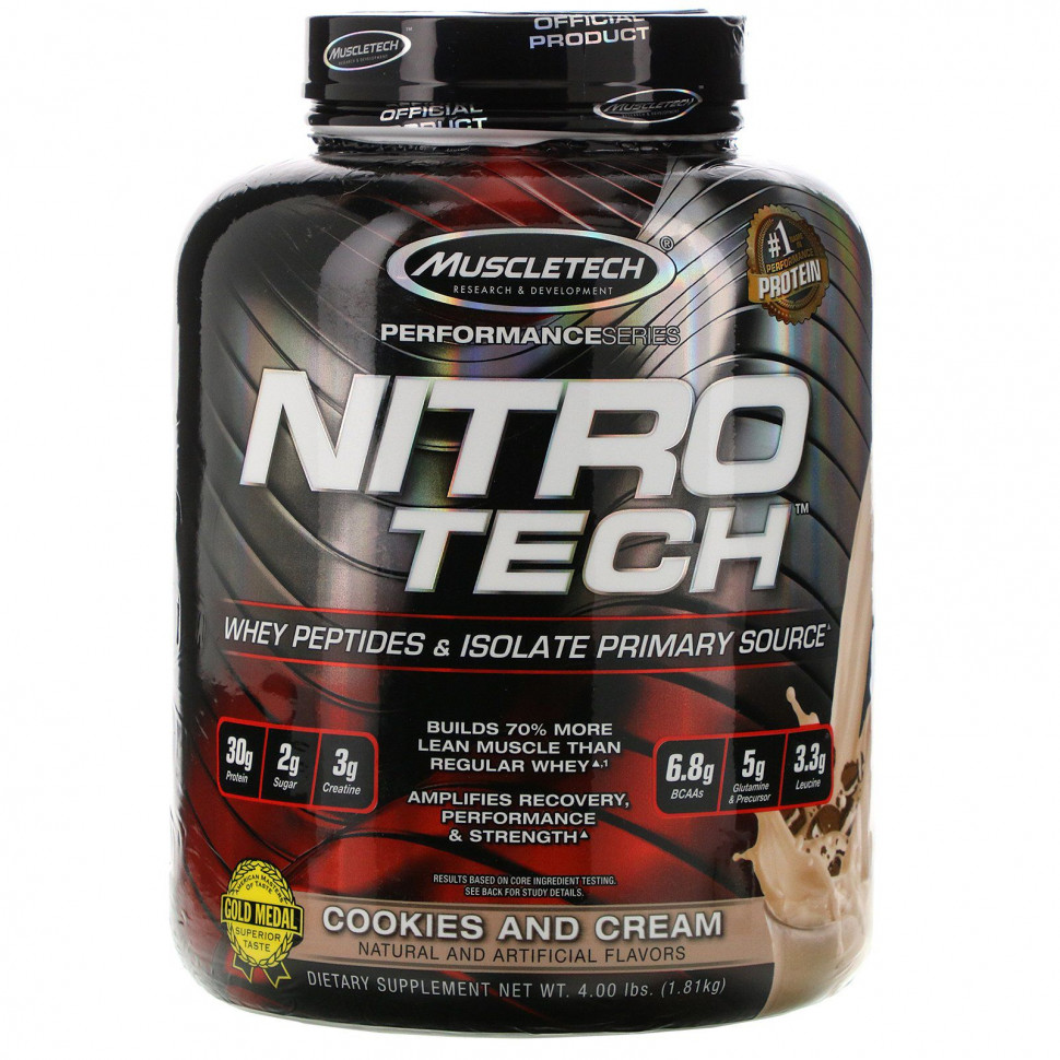 ���������� Muscletech, Nitro Tech, ������������ ������ + ����� ��� ����� ����� �������� �����, ���� ������� � ������, 1,80 �� (3,97 �����)  Iherb (������)