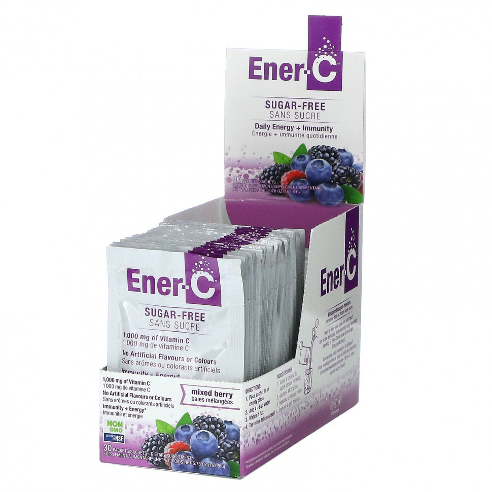 Ener-C, Vitamin C, Multivitamin Drink Mix, Surgar Free, Mixed Berry, 1,000 mg, 30 Packets, 0.2 oz (5.46 g) Each    , -, 