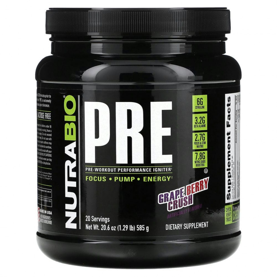 Nutrabio Labs, Pre-Workout Performance Igniter, Grape Berry Crush, 585  (1,29 )    , -, 