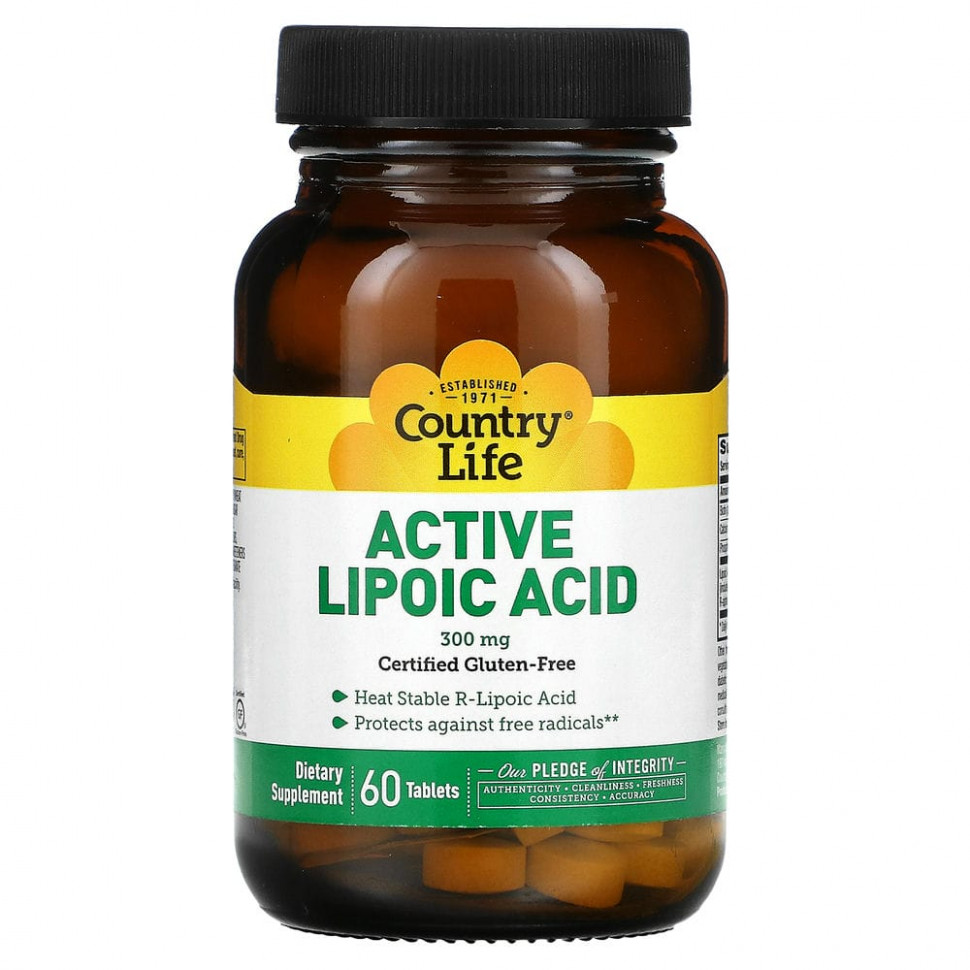 Country Life, Active Lipoic Acid, Time Release, 300 mg, 60 Tablets    , -, 