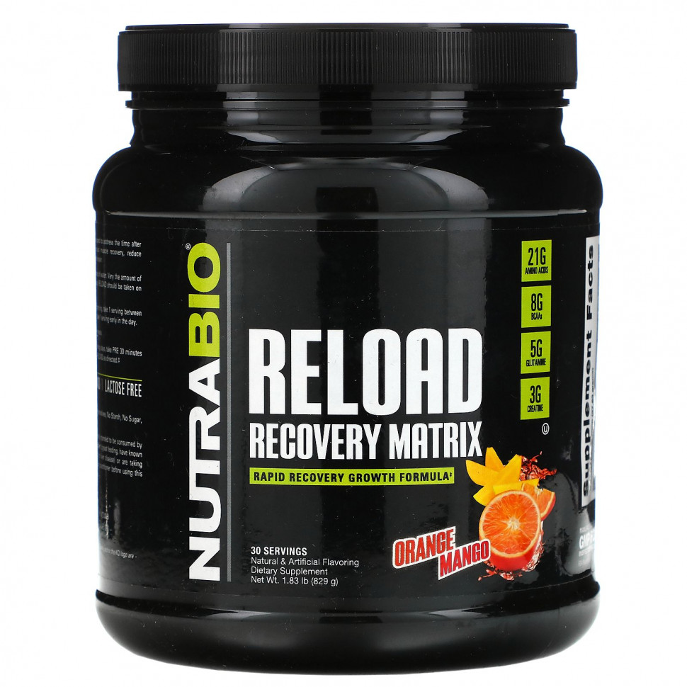 NutraBio Labs, Reload Recovery Matrix, Orange Mango, 1.84 lb (831 g)    , -, 