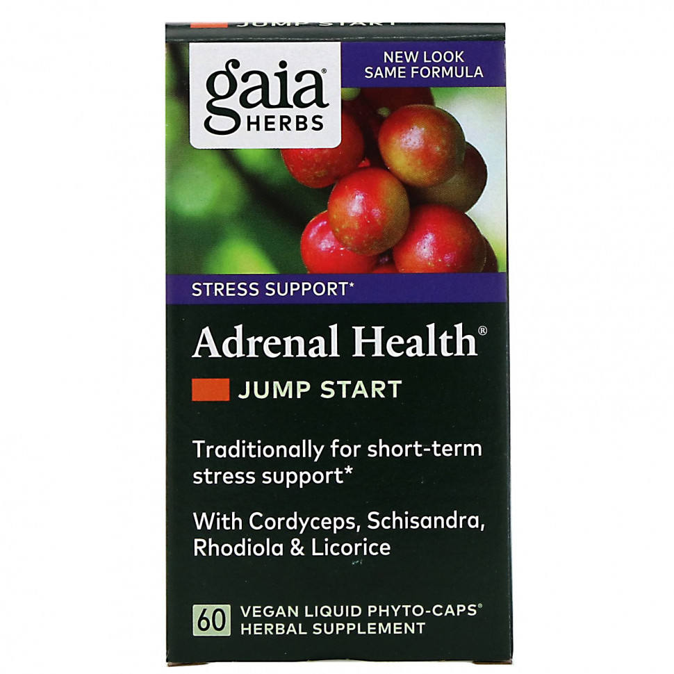 Gaia Herbs, Adrenal Health, Jump Start, 60        , -, 