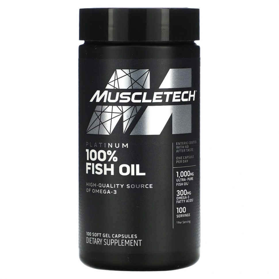  Muscletech, Platinum 100% Omega Fish Oil, Essential (),    -3  , 100     Iherb ()