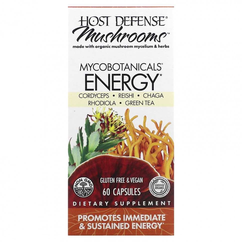 Fungi Perfecti Host Defense, Mushrooms, MycoBotanicals, Energy, 60     , -, 