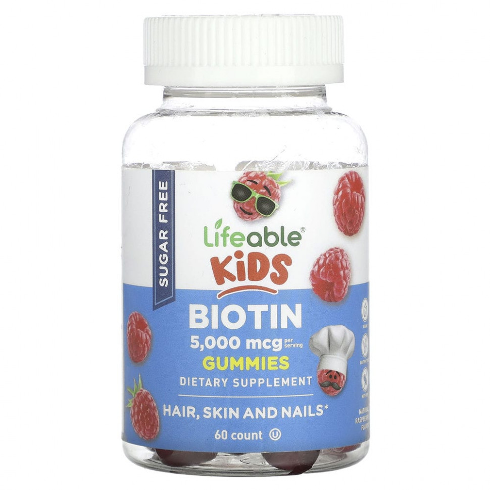 Lifeable, Kids Biotin Gummies, , 2500 , 60 .    , -, 