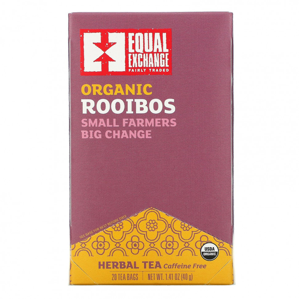 Equal Exchange, Organic Rooibos, Herbal Tea, 20 Tea Bags, 1.41 oz ( 40 g)    , -, 