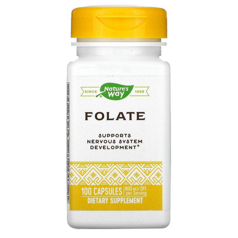 Nature's Way, Folate , 800 mcg, 100 Capsules    , -, 