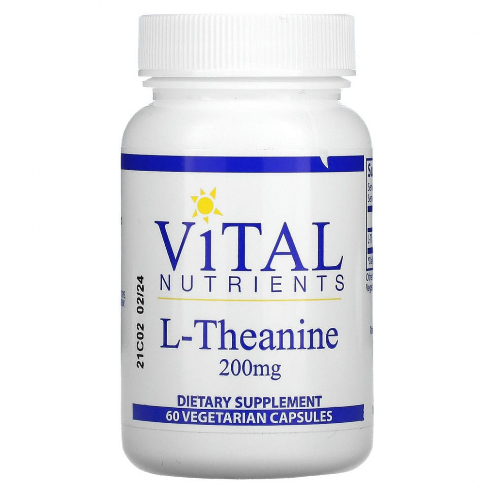 Vital Nutrients, L- Theanine, 200mg, 60 Veggie Capsules    , -, 