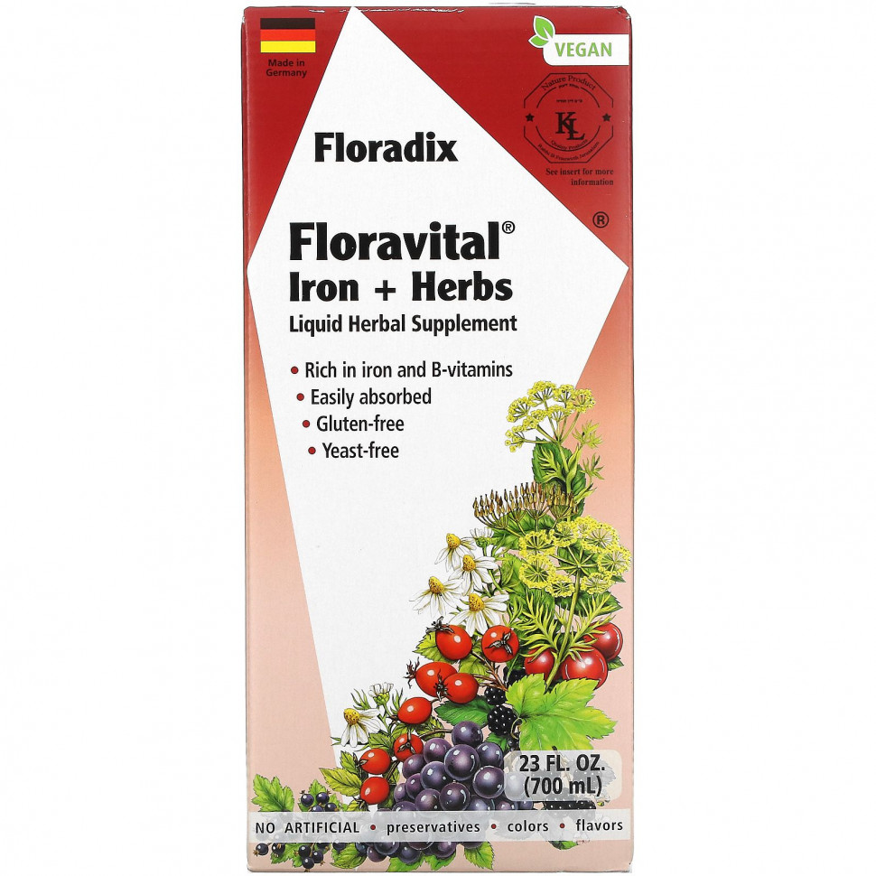 ���������� Gaia Herbs, Floradix, ������ � ����� Floravital, 23 ����. ����� (700 ��)  Iherb (������)