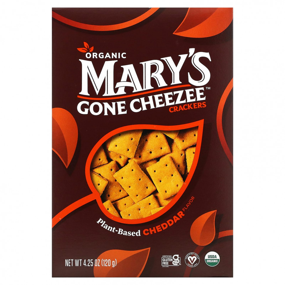 Mary's Gone Crackers, Mary's Gone Cheezee Plant-Based Crackers, Cheddar, 4.25 oz (120 g)    , -, 