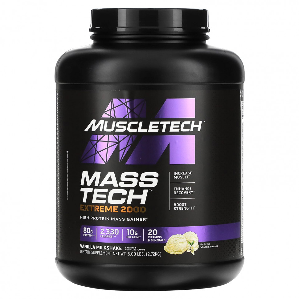  MuscleTech, Mass Tech Extreme 2000, Vanilla Milkshake, 6 lbs (2.72 kg)  Iherb ()