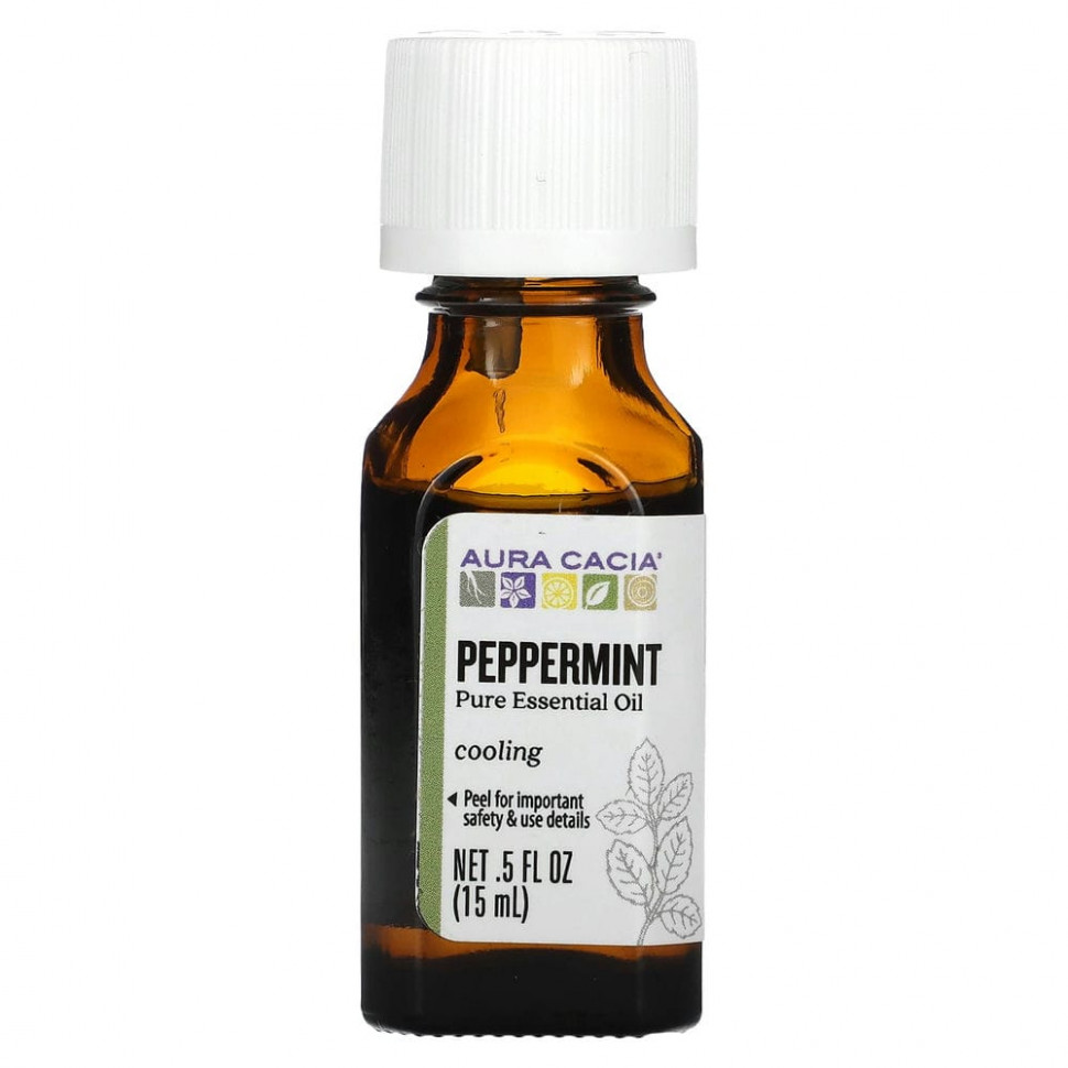 Aura Cacia, Pure Essential Oil, Peppermint, .5 fl oz (15 ml)    , -, 