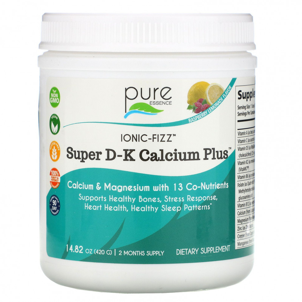 Pure Essence, Ionic-Fizz, Super D-K Calcium Plus,  , 420  (14,82 )    , -, 