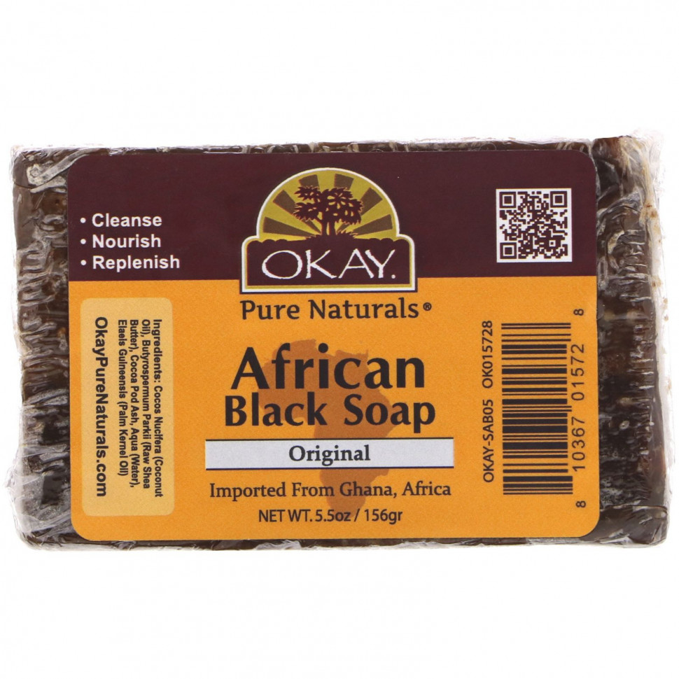 Okay Pure Naturals, African Black Soap, Original, 5.5 oz (156 g)    , -, 