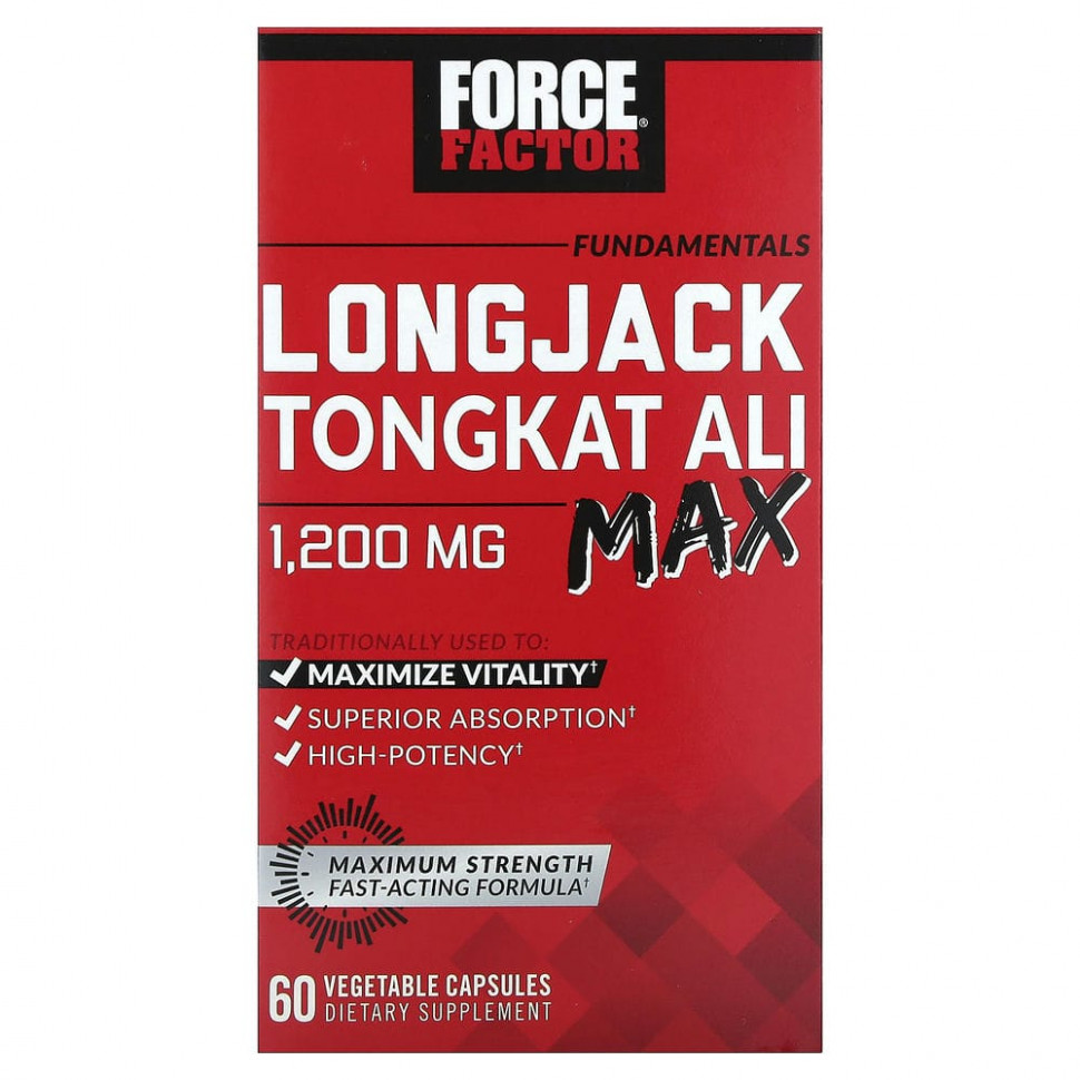 Force Factor, Fundamentals, LongJack Tongkat Ali Max, 1200 , 60      , -, 