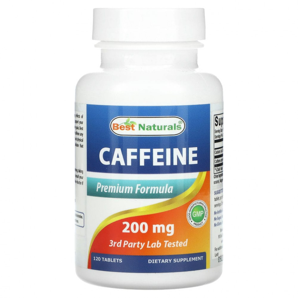 Best Naturals, Caffeine, 200 mg, 120 Tablets    , -, 