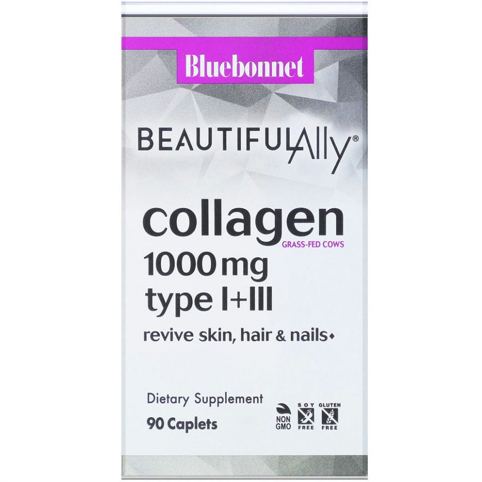 Bluebonnet Nutrition, Beautiful Ally, Collagen Type I+III, 1,000 mg, 90 Caplets    , -, 