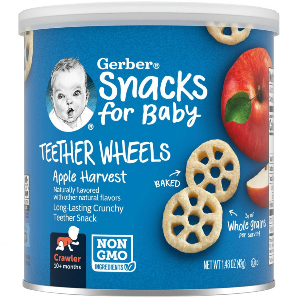 ���������� Gerber, Teether Wheels, ��� ������� �� 8 �������, � �������, 42 � (1,48 �����)  Iherb (������)