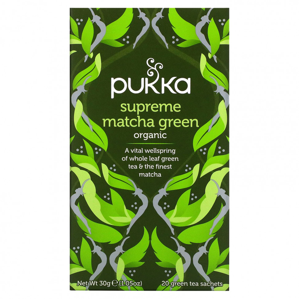 Pukka Herbs, Supreme Matcha Green, 20 Green Tea Sachets - 1.05 oz (30 g) Each    , -, 