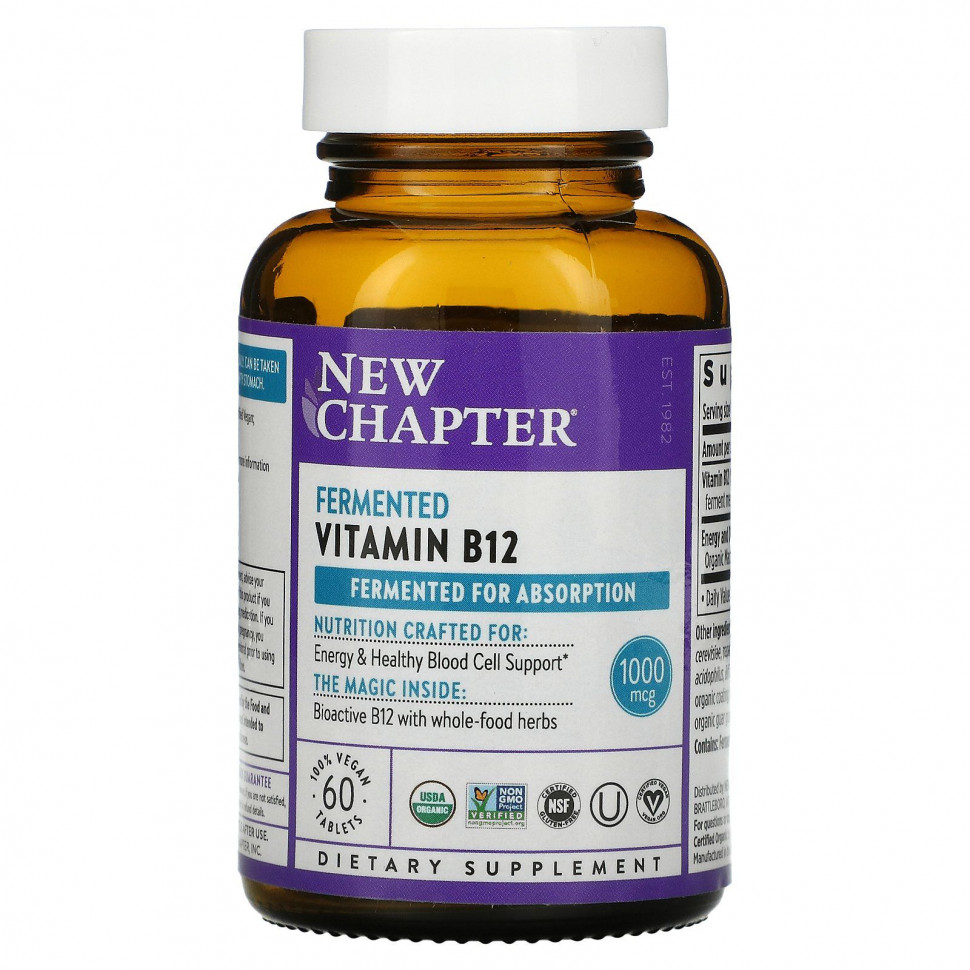 New Chapter, Fermented Vitamin B12, 60 Vegan Tablets    , -, 