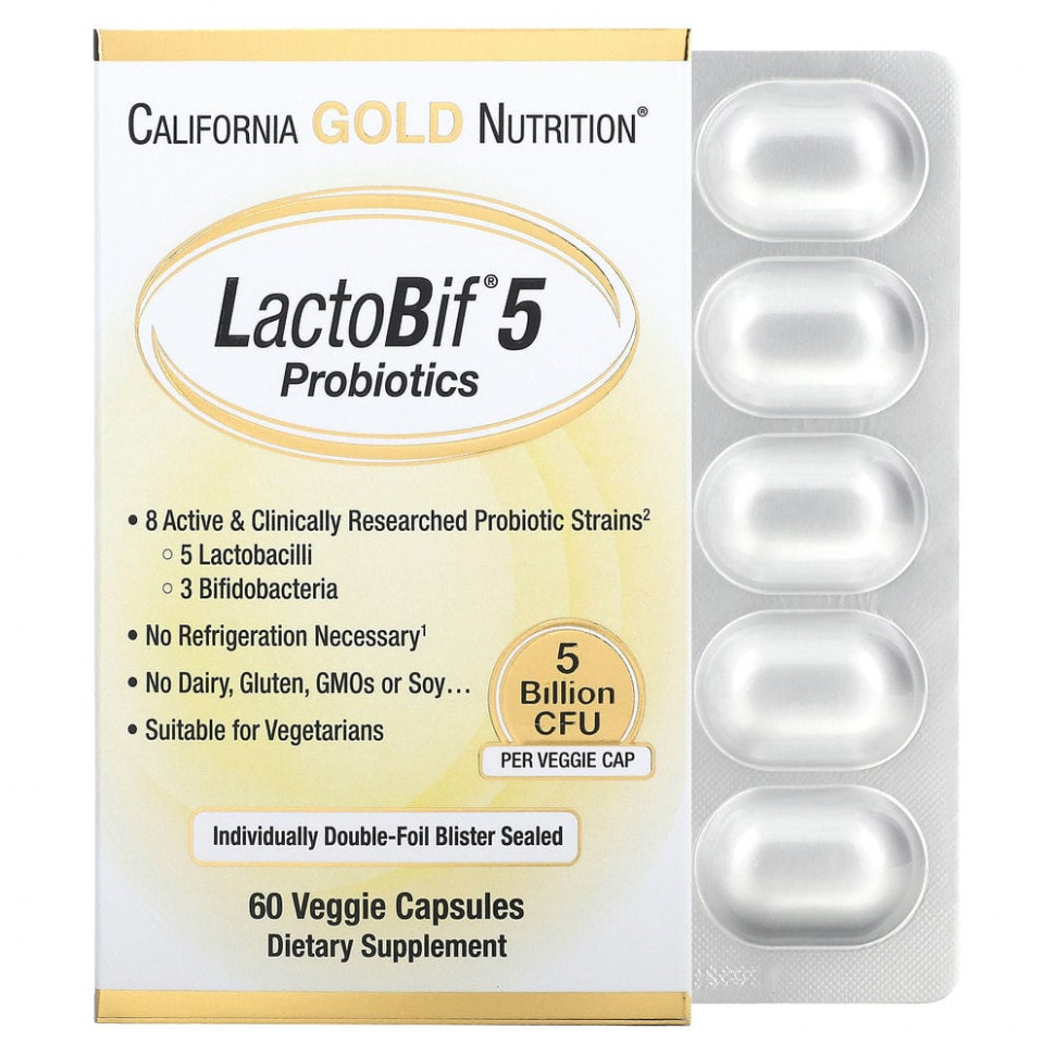 California Gold Nutrition, LactoBif, , 5  , 60      , -, 